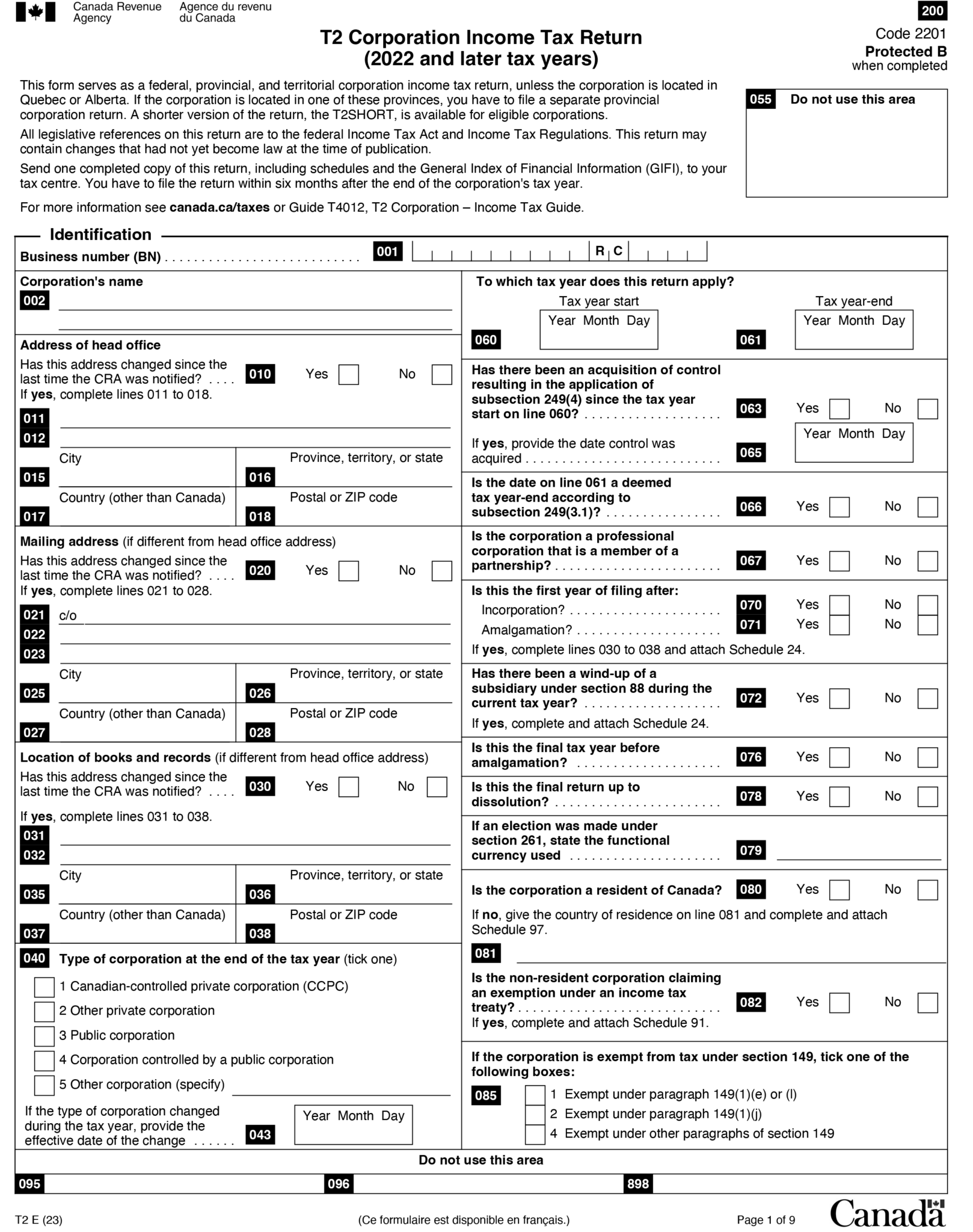 Conditions Library I T2 CORPORATION INCOME TAX RETURN - Karista Mortgage